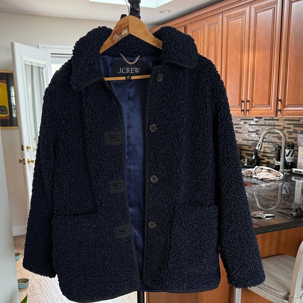 J. Crew Women's Navy Teddy Jacket